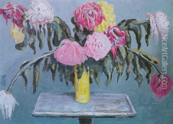 Bouquet De Fleurs Sur Gueridon Oil Painting - Jacqueline Marval