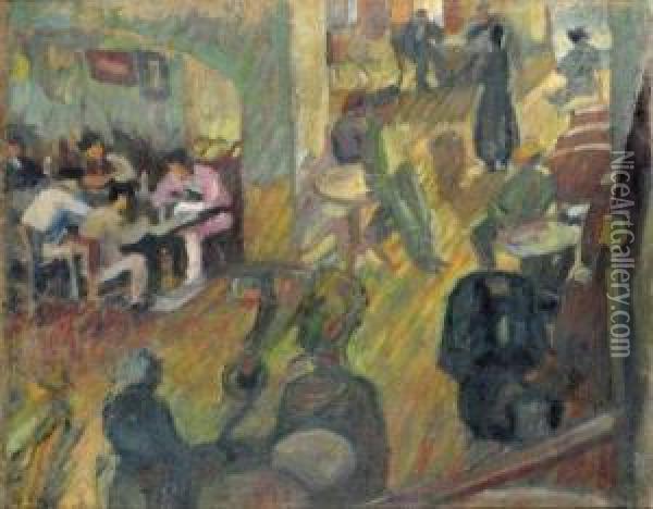 Le Cafe Oil Painting - Maurice Albert Loutreuil
