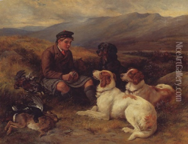 The Midday Meal On The Moors Oil Painting - James Hardy Jr.