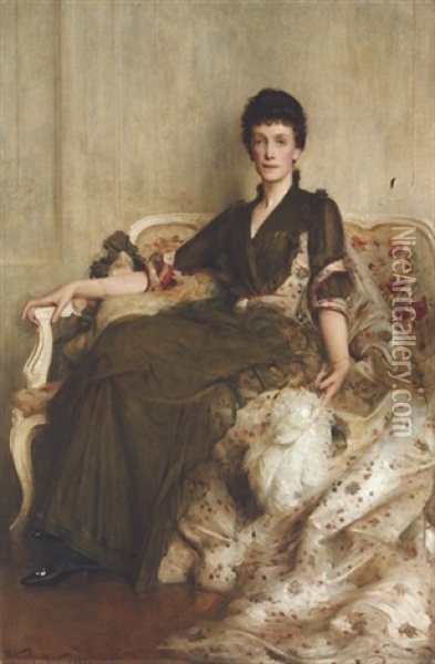 Mrs R.e. Hoare Oil Painting - Arthur Hacker