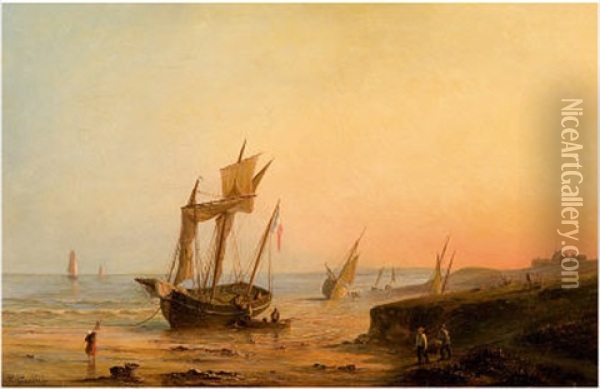 Fischerboote Im Abendlicht Oil Painting - Baron Jean Antoine Theodore Gudin