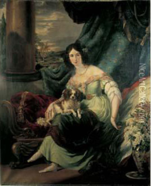 Portrait De La Comtesse Arthur De La Bourdonnaye Oil Painting - Sir George Hayter