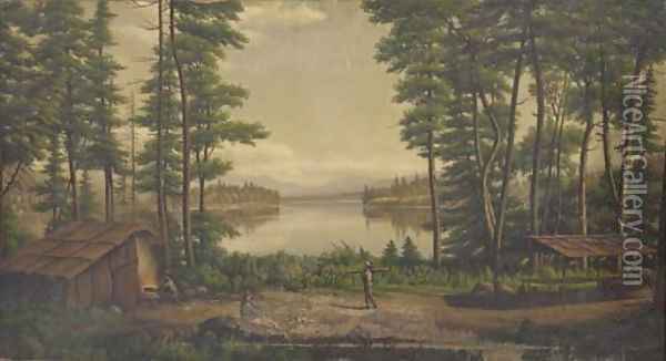 Lake in the Central Adirondacks Oil Painting - Levi Wells Prentice
