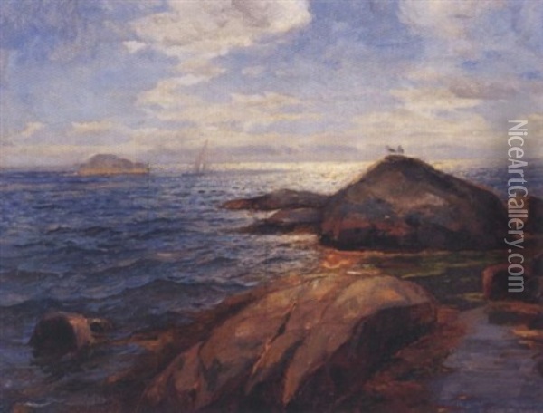 Skjaergarden Oil Painting - Thorolf Holmboe