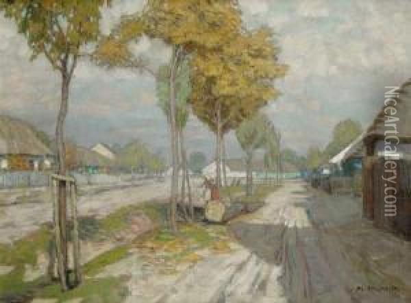 Village Square Oil Painting - Alois Kalvoda