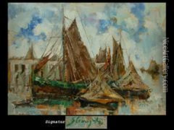 Das Segelschiff Mit Gruner Reling Oil Painting - Max Slevogt