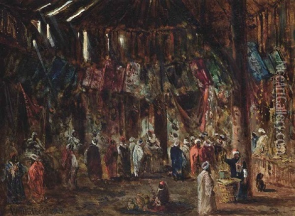 Bazaar At Cairo Oil Painting - William James Mueller