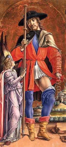 St Roch and the Angel Oil Painting - Bartolomeo Vivarini