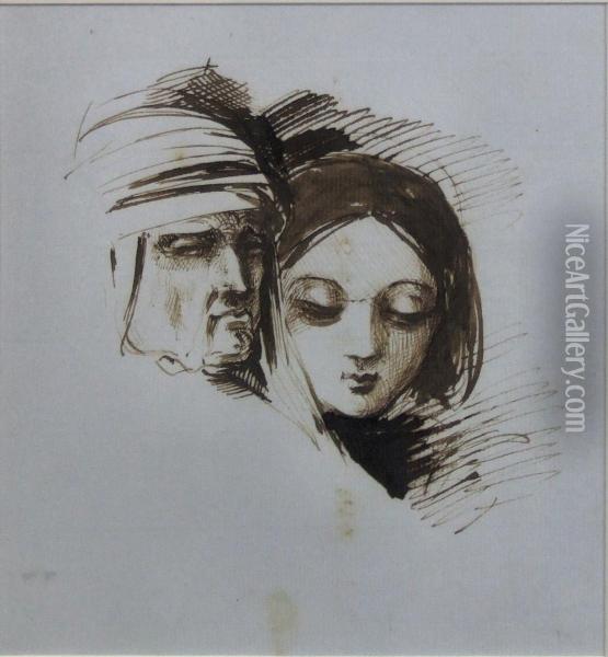 An Arab And A Girl Oil Painting - Alfred, Comte D' Orsay