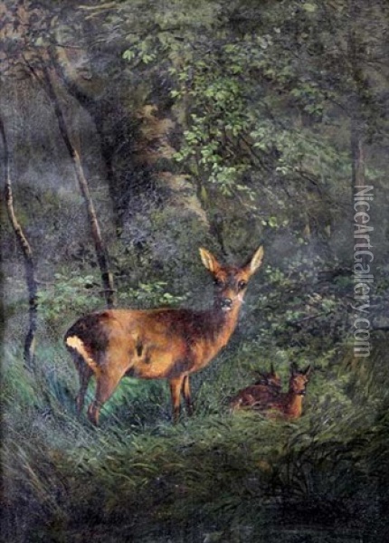 Rehe Im Wald Oil Painting - Christian Rohlfs
