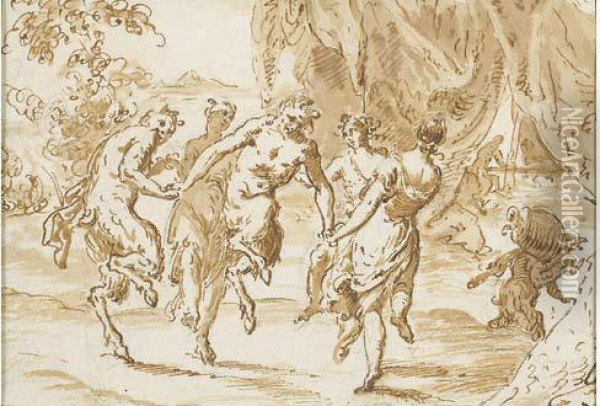 Danse De Satyres Et Nymphes Oil Painting - Pietro Novelli Il Monrealese