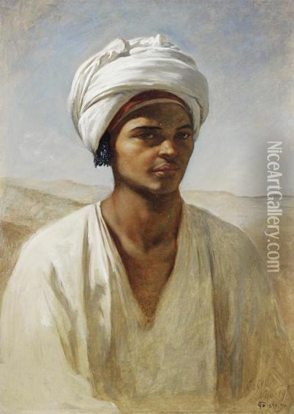 Portrait Of A Young Egyptian Oil Painting - Frederick Goodall