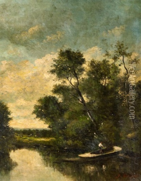 Angler Auf Dem Waldsee Oil Painting - Jules Dupre