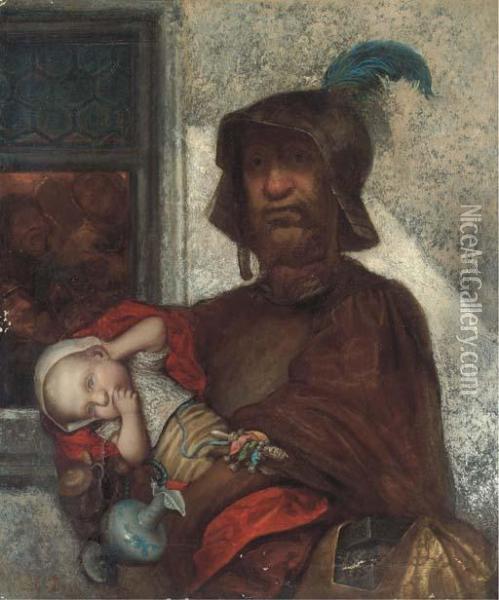 Left Holding The Baby Oil Painting - Gustave Dore