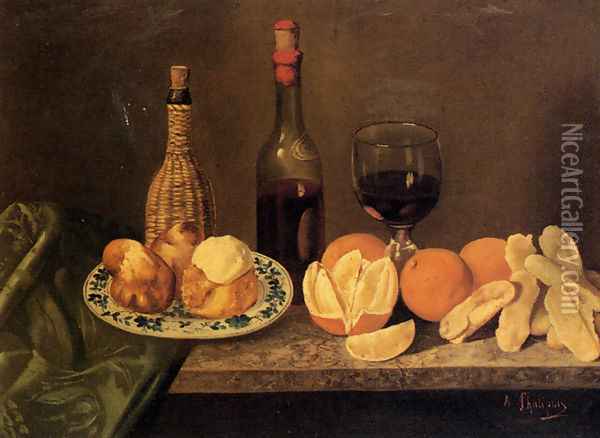 Still Life With Fruit And Oriental China I Oil Painting - Adolphe Phalipon