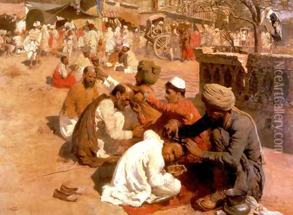 Indian Barbers Saharanpore Oil Painting - Edwin Lord Weeks
