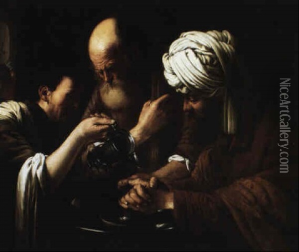 Pilate Washing His Hands Oil Painting - Hendrick Ter Brugghen