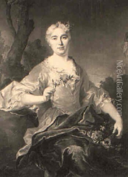 Portrait De Marie De Tremblay, Epouse De F. De Lauge En 1755 Oil Painting - Nicolas de Largilliere