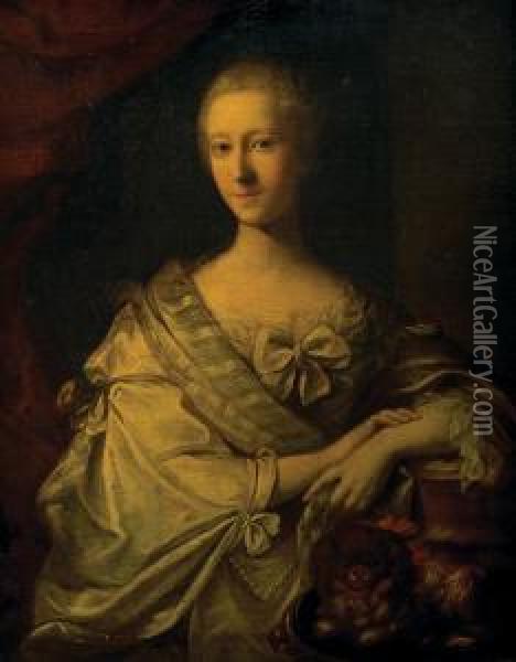 Retrato De Dama Oil Painting - Jean-Baptiste Perronneau