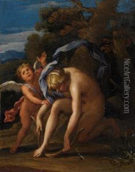 Venus And Cupid Oil Painting - Agostino Carracci