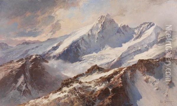 Blick Auf Den Grosglockner Vom Grosen Wiesbachhorn Oil Painting - Edward Theodore Compton