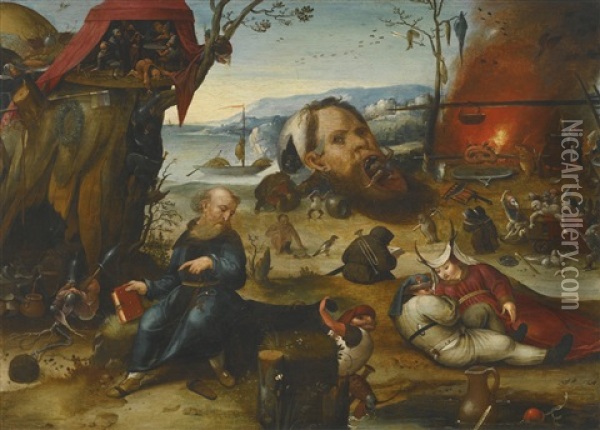 The Temptation Of Saint Anthony Oil Painting - Hieronymus Bosch