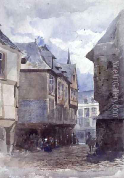 A Street in Dinan, France Oil Painting - William Linnaeus Casey