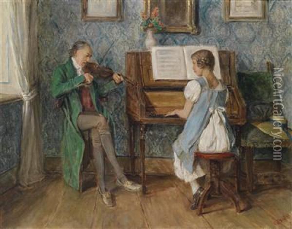Family Music Oil Painting - Gustav Igler