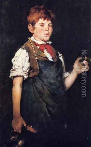 The Apprentice (or Boy Smoking) Oil Painting - William Merritt Chase