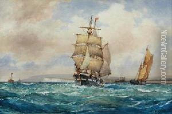 Fairwind Up Channel Oil Painting - Frederick James Aldridge
