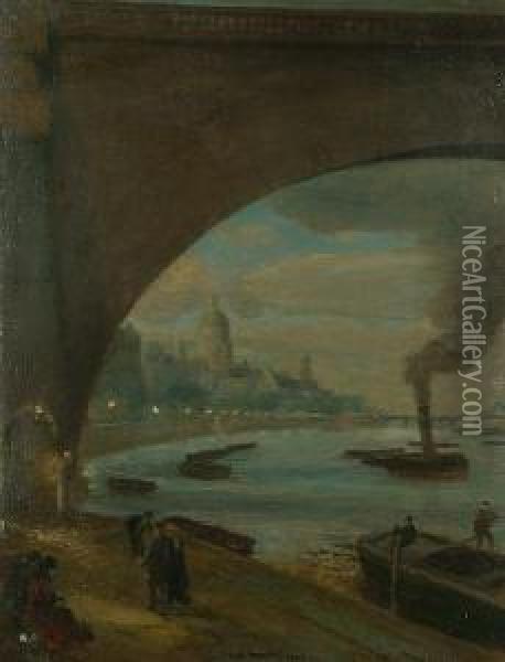 The Thames At Night Oil Painting - Charles Hodge Mackie