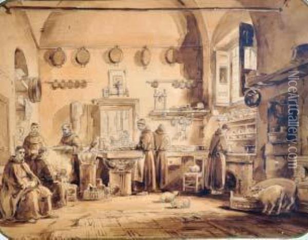 Refettorio Di Convento Oil Painting - Achille Vianelli