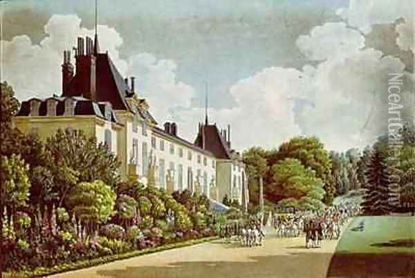 View of the Chateau de la Malmaison next to the park Oil Painting - Auguste Simon Garneray