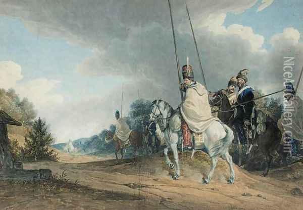 Cossack Patrol Oil Painting - Aleksander Orlowski
