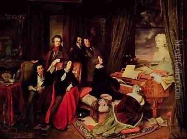 Liszt at the Piano Oil Painting - Josef Franz Danhauser