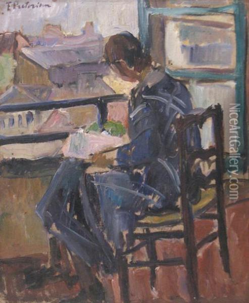 Reading Oil Painting - Florenta Pretorian
