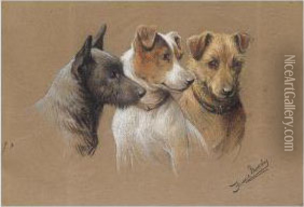 Three Jack Russells Oil Painting - Fannie Moody