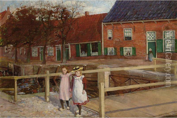 Girls On A Sunday Stroll, Possibly Hattem Oil Painting - Jo Koster Van Hattum