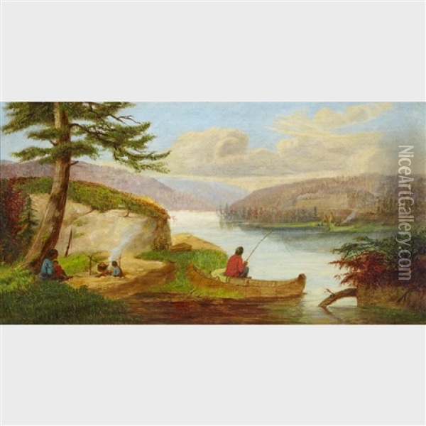 Scene On Ottawa River, Near Lake Of Two Mountains, Back Of Montreal Oil Painting - George Hart Hughes