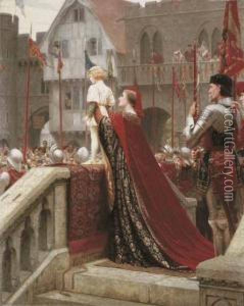 A Little Prince Likely In Time To Bless A Royal Throne Oil Painting - Edmund Blair Blair Leighton