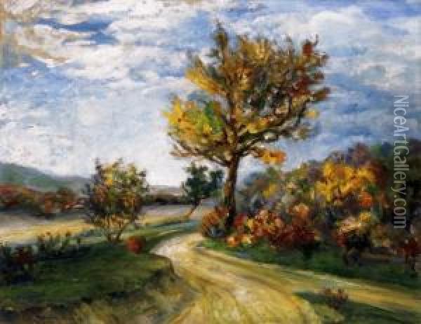 Autumn Landscape In Nagymaros Oil Painting - Josef Karoly Kernstok