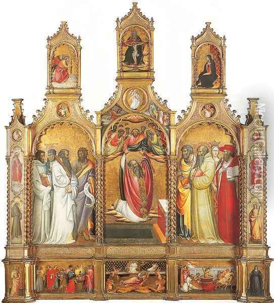 Polyptych of the Ascension of St. John the Evangelist 1410-20 Oil Painting - Giovanni del Ponte (also known as Giovanni di Marco)