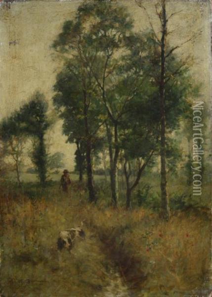 A Walk Through The Meadow Oil Painting - William Mason Brown