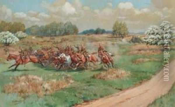 Yeomanry Exercising Oil Painting - Frank Algernon Stewart