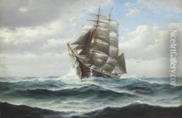 Fishing Schooner Out Of Gloucester Oil Painting - Theodor Victor Carl Valenkamph