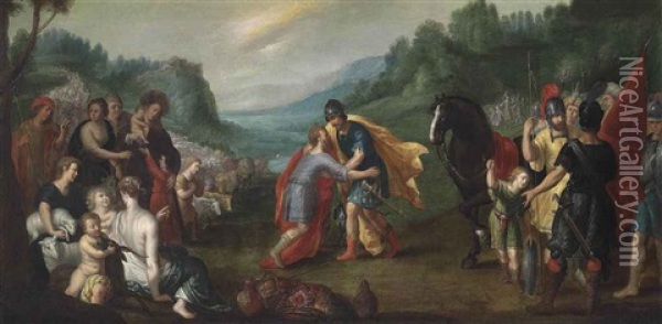 The Reconciliation Of Jacob And Esau Oil Painting - Hendrik van Balen the Elder