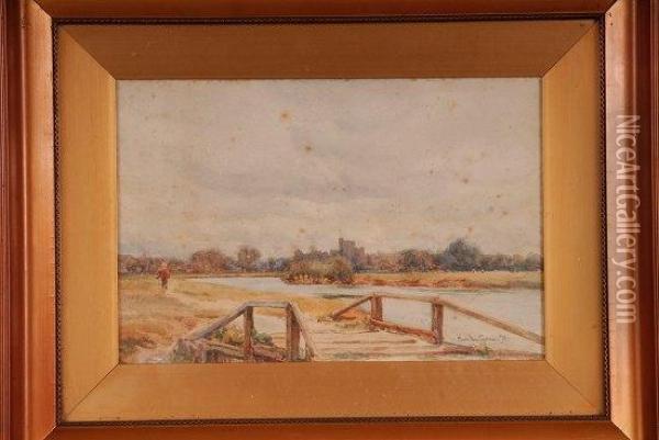 Windsor Castle Seen From Eton Meadows Oil Painting - R. Hamilton Chapman