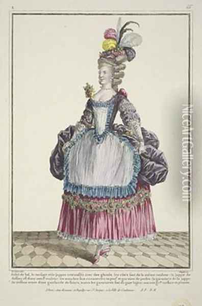 Ball Dress from Gallerie des Modes et Costumes Francais Oil Painting - Pierre Thomas Le Clerc