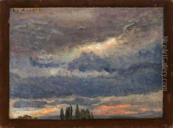 Skystudie Oil Painting - Johan Christian Dahl