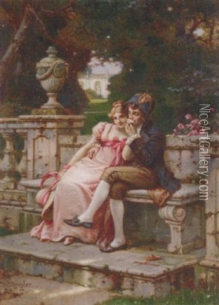 The Lovers' Tryst Oil Painting - Wilhelm Menzler